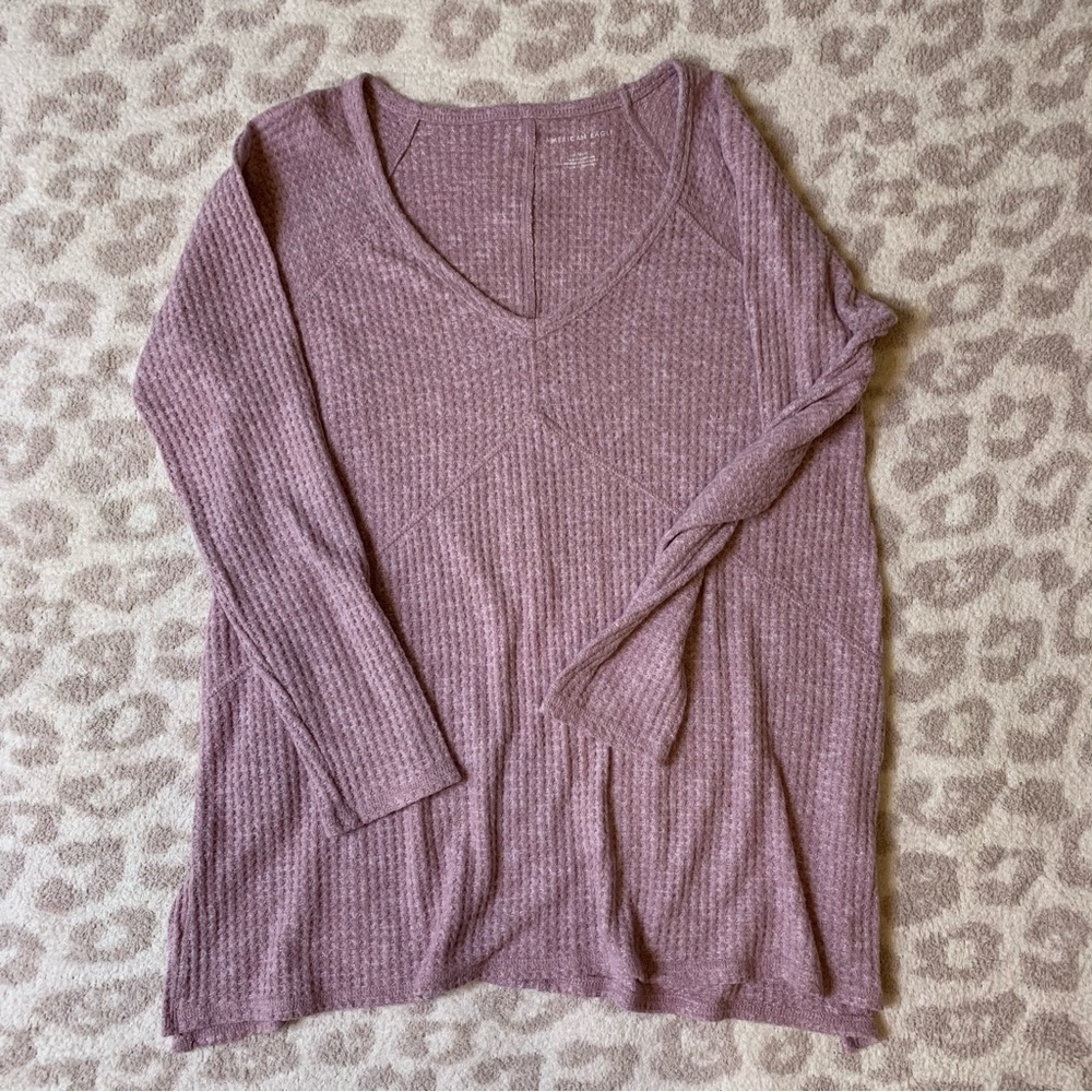 American Eagle Waffle Knit Long Sleeved Tunic Top Size Medium
